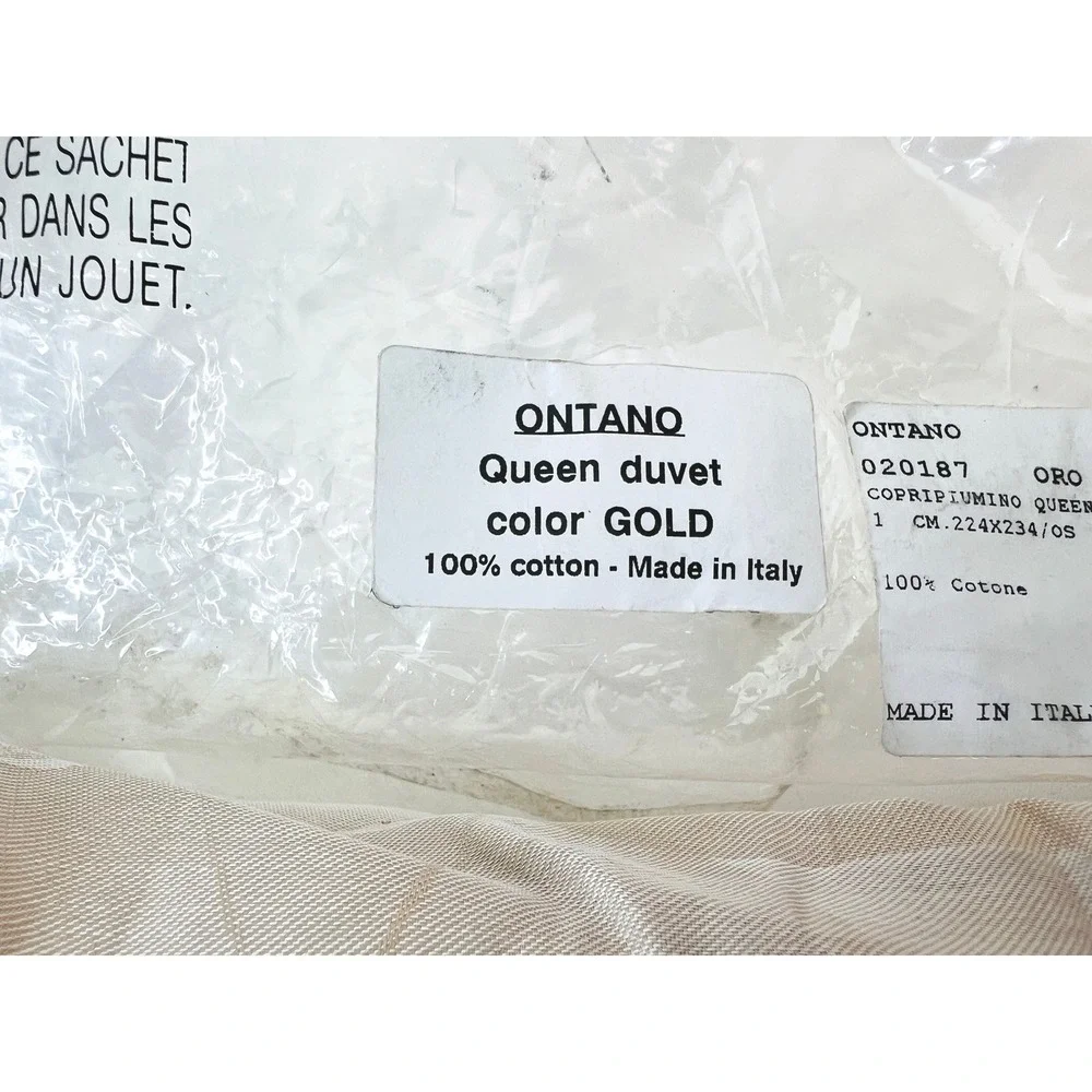 Letto Ontano Queen Duvet Cover Gold‎ 100% Cotton Made in Italy Leaf Print